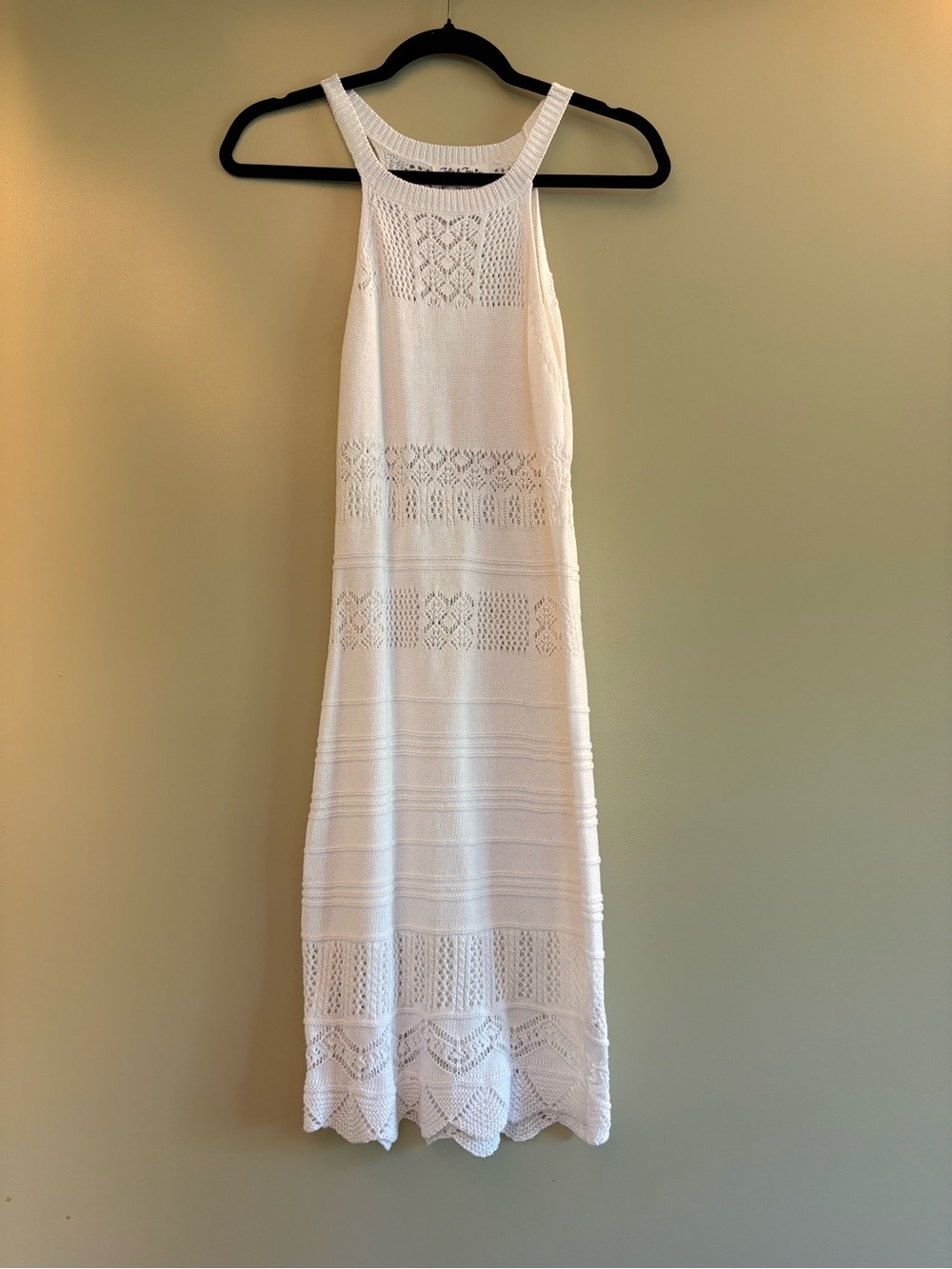 White Crochet Maxi Dress with Halter Neck - Women